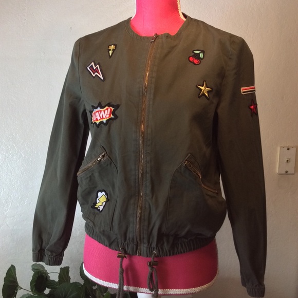 freebird army bomber jacket with patches S - Picture 2 of 6